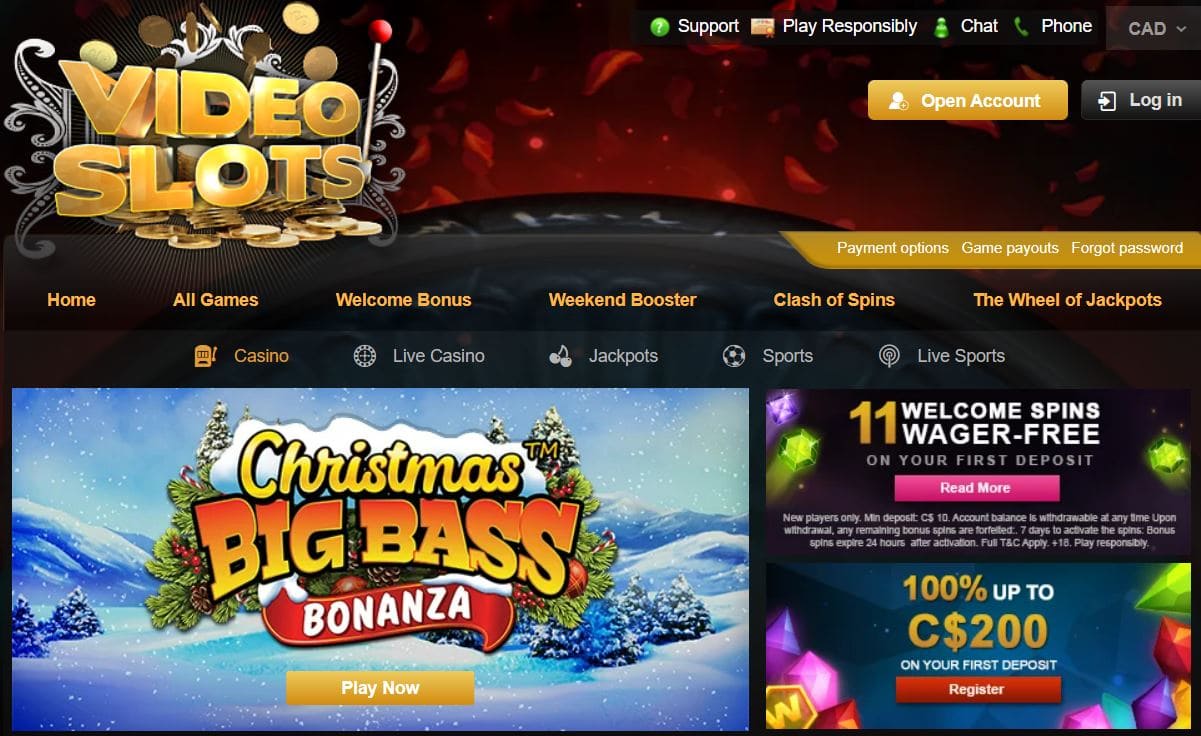 Videoslots Casino Main Page