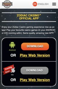 Zodiac casino app