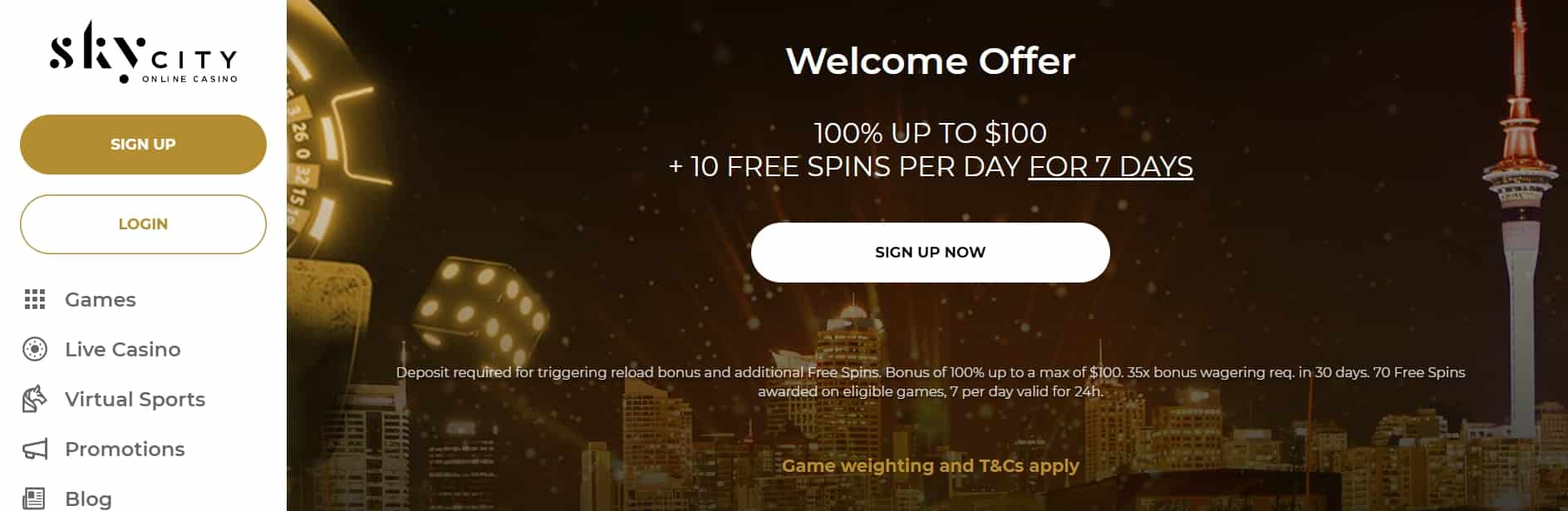 SkyCity Online casino sign up