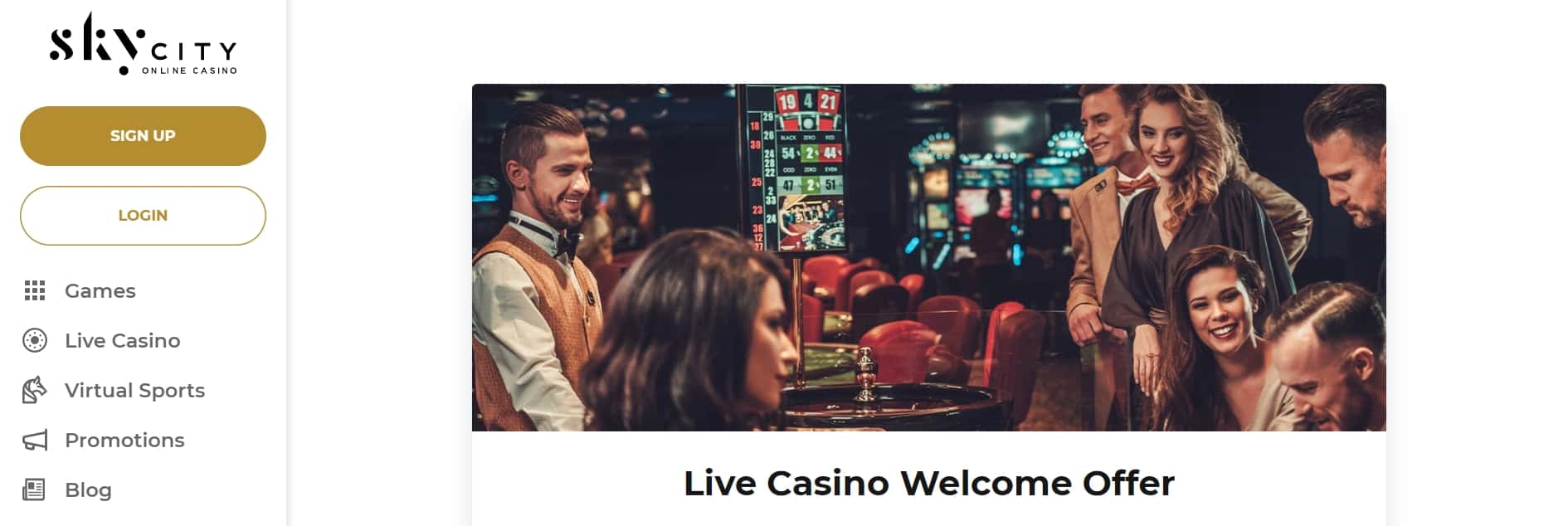 SkyCity Online Live Casino Welcome Offer